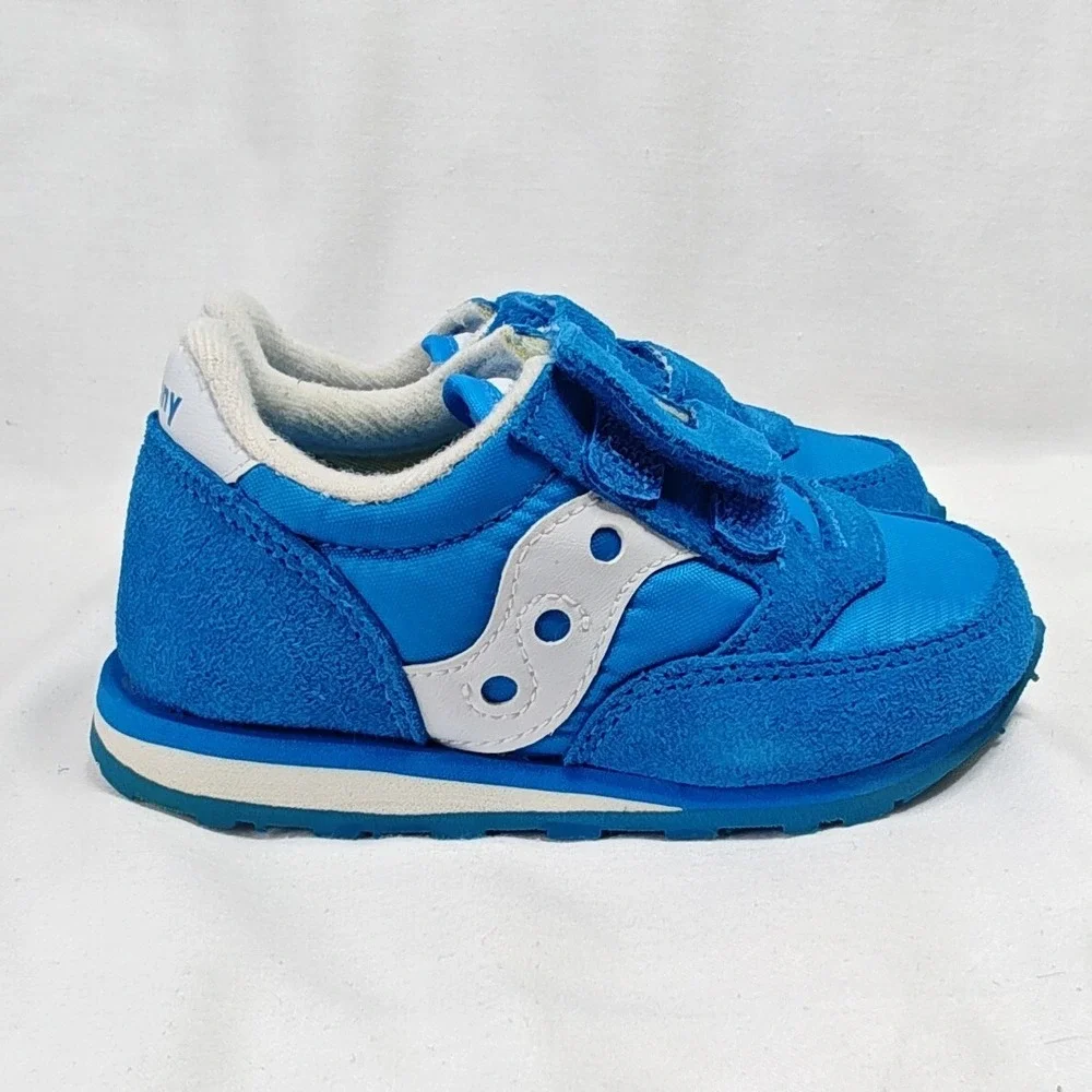 Saucony Baby Jazz H&L Sneakers Blue Suede Nylon Hook Loop 5.5M New